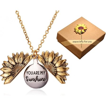 Du Är Mitt Solsken Halsband Solros med Gömda Berlock Inuti i