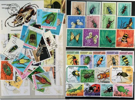 Insekter 4 miniark, 2 sæt, 32 frimærker