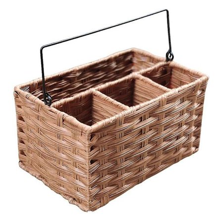 Facklåda Skrivbord Kaffebord Låda Imitation Rattan Vävd Kosmetisk Finishing Box Korg