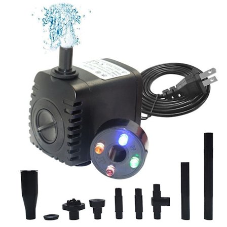 600l/h 4 LED Elektrisk Vattenfontänpump Liten Fontän Utomhus Trädgård Fiskedamm