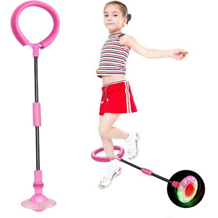 Blinkende Hoppering Ankel Skip Ball Fargerik Lys Blinkende Sammenleggbar Skip Ball Blinkende Ball Rosa