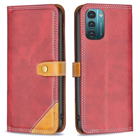 BINFEN tvåfärgat läder Nokia G11 / Nokia G21 fodral - Röd