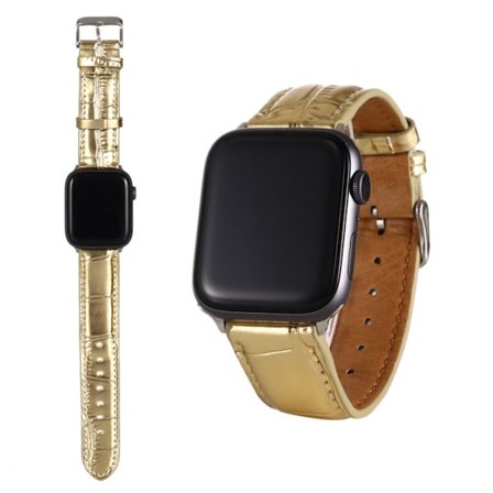 Apple Watch Series 5 / 4 44mm leather case with crocodile pattern - Gold