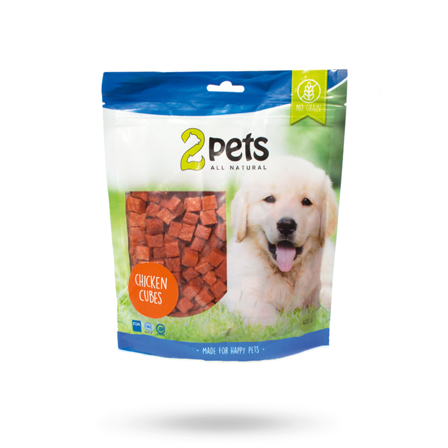 2pets Dogsnack Chicken Cubes 400g - Matskåler, Hundegobiter & Tyggeben til hund & katt på Doggie.no
