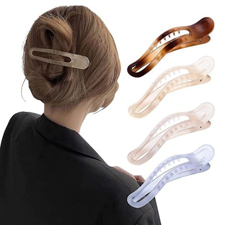 4 stk. Krokodille Hårklemmer - Mat Høj Kvalitet Og Sej Hårklemme Til Nemt At Trække Håret Op