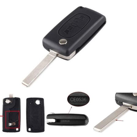 Flip Folding Nyckelkåpa Skal 2 Knappar Ce0536 Peugeot Va2 Blad Svart One Size