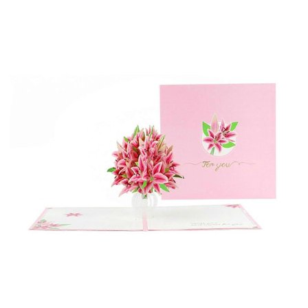 Rose Lily Blomst 3D for Pop Up Rose Lily Blomst Gratulasjonskort Valentinsdag Bil