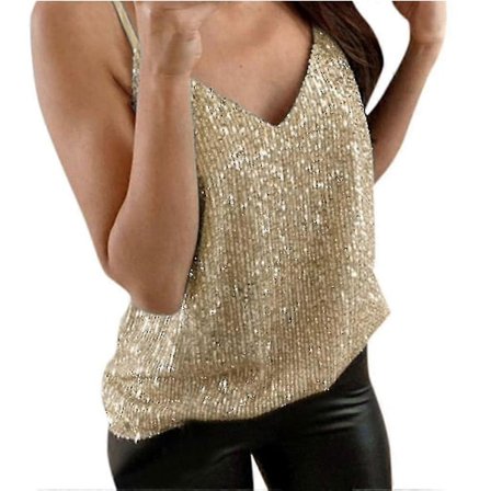 Glitter Tanktoppe med Stropper til Kvinder Sexet Sparkle Cami Swing Vest Clubwear