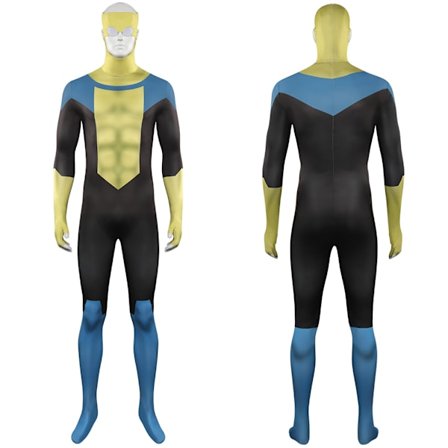 Invincible Mark Grayson Cosplay Kostyme Jumpsuit Halloween Bodysuit+Parykk Komplett Sett Kun Jumpsuit