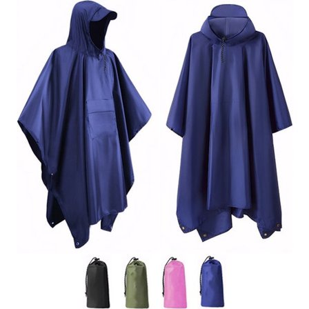 ING Regnponcho med opbevaringspose - Vandtæt regnponcho - Hurtigtørrende cykelregnponcho - Vindtæt - Unisex - One size fits all - Blå