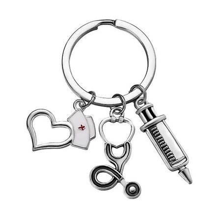 1. Sykepleier RN-Smykke Sykepleierhatt Hjerte-Smykker Medisinsk Nøkkelring Medisinsk Studentgave IC