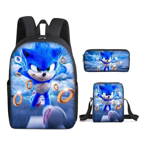 SONIC reppu Sonic alakoululaisen reppu 3-osainen sarja sarjakuva piirretty reppu olkalaukku kynäpussi S-WELLNGS Style S three-piece