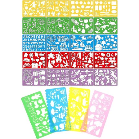 24 kpl Piirustus Taide Sapluuna Uudelleenkäytettävä Muovi Leikekirja Lasten Maalaus Grafiikka Sapluunat Tee-se-itse Mallisarja Kortteihin, 