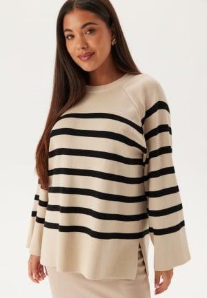 Object Collectors Item Objester LS Knit Top Sandshell Stripes:Black XS Sandshell Stripes:Black Strikkegensere Dam