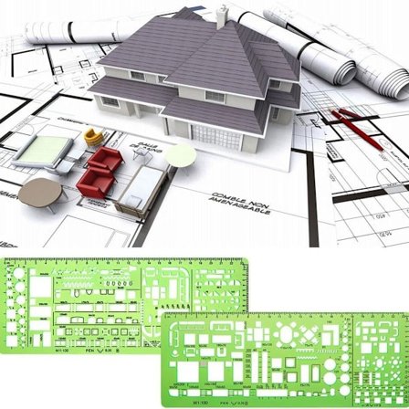Pakke med 6 plastik måleskabeloner. Måleskabeloner