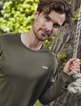 ZEBDIA Men L/S Sports Tee - Khaki green - XL