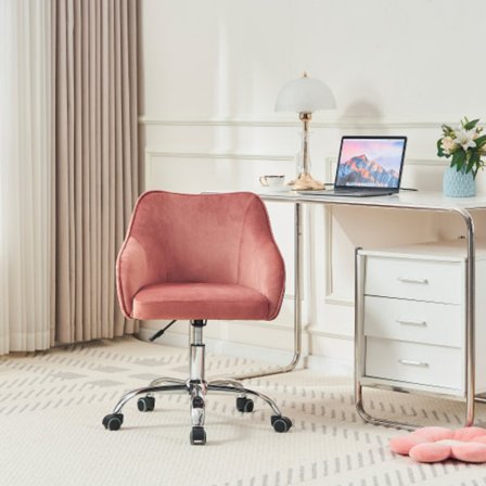 Säädettävä ja pyörivä samettituoli tummanpunaisena: Kotiin, meikkiin ja vapaa-aikaan - korkeussäädettävä ja joustava