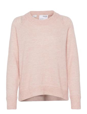 Slflulu Ls Knit O-Neck Pink Selected Femme