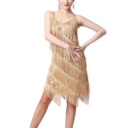 Latin Dance Dress Dancing Skirt GULD