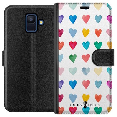 Yhteensopiva Lompakkokotelo Samsung Samsung Galaxy A6 (2018) Cactus and Friends - Watercolor Love Grid