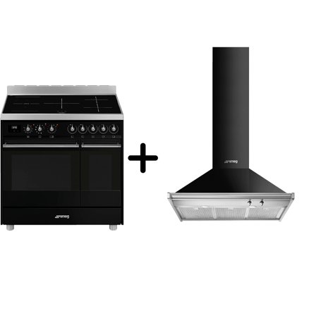 Smeg C92IPBL9-1 Induktionsspis + KD90HNE Köksfläkt | Vitvaror > Induktionshällar > Induktionsspis | Bagaren och Kocken