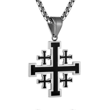 HZMAN Ristiretkeläisen Jerusalemin Risti Riipus Ruostumattomasta Teräksestä Keskiaikainen Uskonnollinen Retro Kristillinen Kaulakoru Korulahja 