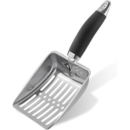 Cat Litter Scoop, Stainless Steel Cat Litter Shovel, Deep Shovel Cat Litter Sifter with Hook and Short Handle - Cat Litter Box Scoop