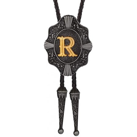 Bolo slips för män - Vintage initial bokstav ABCDMJR till Z Western Cowboy kostym bröllop Bolo slips