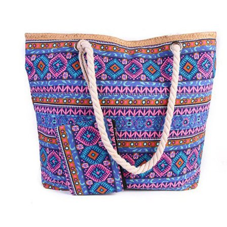 Ekstra stor strandveske for kvinner, måler 45×33×14 cm, piknikveske, sammenleggbar, med glidelås og ekstra lommer.