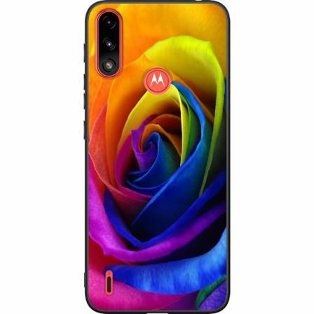 Motorola Moto E7i Power Svart Skal Rainbow Rose