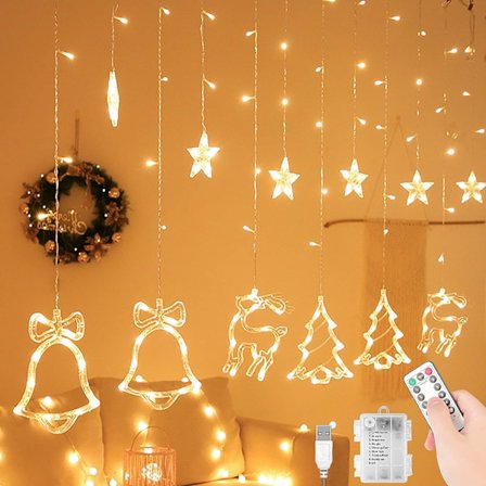 Ljusslinga, julgardin, 8 belysningslägen IP44,