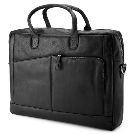 Sac d'ordinateur portable en cuir noir classique Montréal pour hommes - pour Hommes - Lucleon