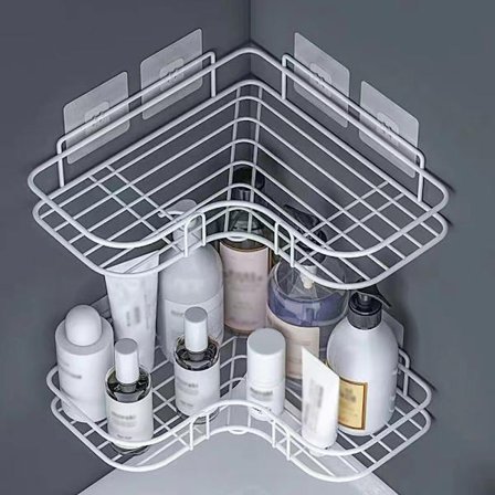 Kylpyhuoneen kulmahylly - valkoinen