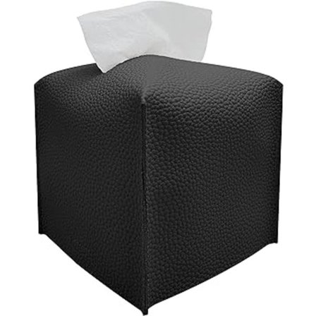 (Musta) Moderni neliömäinen keinonahkainen kudoksille tarkoitettu laatikko