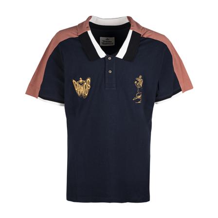 Vivienne Westwood, Stripped Stefano Polo Blauw, Heren, Maat:L,Katoen,multicolor