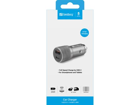 Sandberg Car Charger 1xQC3.0+1xUSB-C
