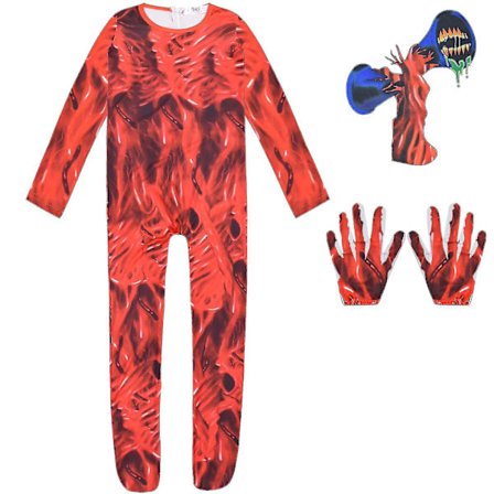 Børns Grøn Siren Head Cosplay Kostumer Uhyggelige Drenge Piger Jumpsuit Med Hovedbeklædning Til Halloween Familie Humanoide Monster Kjole