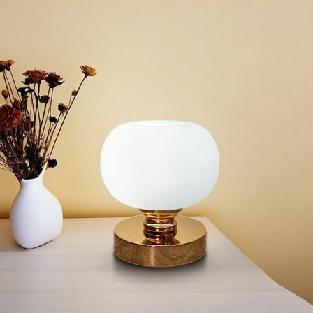 Bordslampa - USB-laddad LED-lampa i Metall (Guld/Vit) | För Kontor, Vardagsrum & Sovrum