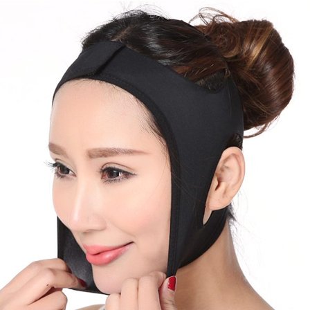 Hagerem til ansigtskonturering, justerbar hagerem V Line løftemaske med åndbart is-silkestof, dobbelt hagereducering til kæbelinje