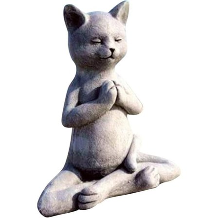 Stenträdgårdstaty, Katt Buddha Ornament, Utomhus Meditation Katt Staty, Meditation Katt Staty för Heminredning, Utomhus