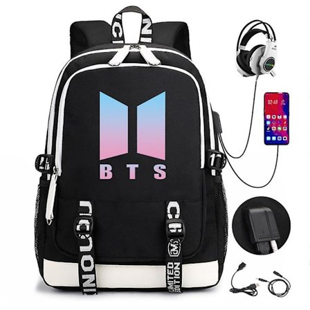 BTS Backpack USB Rechargeable Backpack Large Capacity Student School Bag