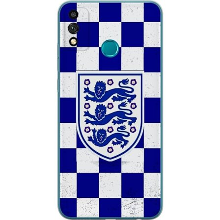 Yhteensopiva Puhelinkuori Honor Honor 9X Lite Graafinen shakkiruudukkokuviointi sinisellä ja valkoisella, klassisella heraldisella vaakunalla, retroh