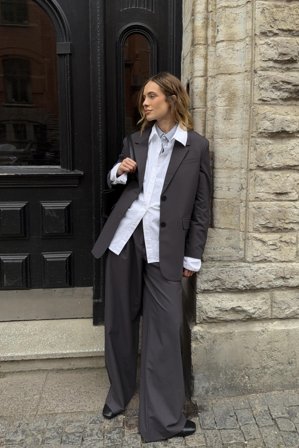 NA-KD Melange-Hose mit mittlerer Taille - Business Hosen - Grau - EU 34