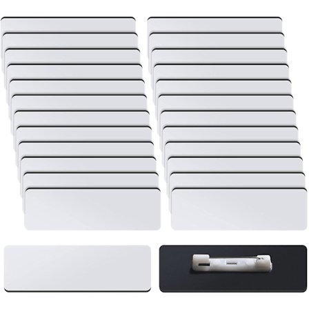 16 stycken DIY Namnbrickor Blanka ID Namn Blanka Märken med Avrundade