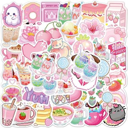 50 kpl söpöjä juoma-animetarroja esteettinen Kawaii-kannettava tietokone kitara matkalaukku jääkaappi puhelin graffititarra tarra lapsi klassiset 