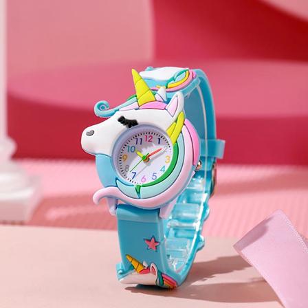 Ny Trendig Casual Cartoon Barn Silikon Klocka Kvinnor Klockor Älskar Enhörning Klocka Saturnus Regnbåge Meteor Flicka Kvarts Armbandsur C Baby Blue
