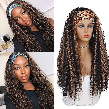 Hodebånd Parykk Kropp Dyp Bølge Lange Krøllete Parykker For Svarte Kvinner Limløs Brasiliansk