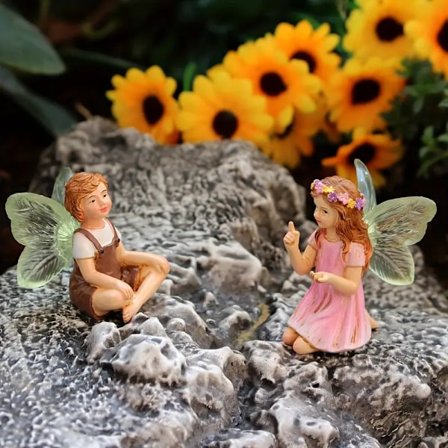 2 stk. Søte hviskende fehagehåndverk, borddekorasjoner, små dekorasjoner