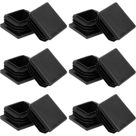 12 x firkantede lamelafslutninger, 40 x 40 mm, sort, til firkantede rør, metalprodukter