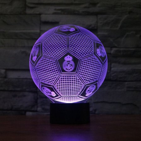 TD Real Madrid fodboldlampe 3D farverig touch LED visuelt lys gavebordlampe natlampe natlampe med atmosfærisk lys